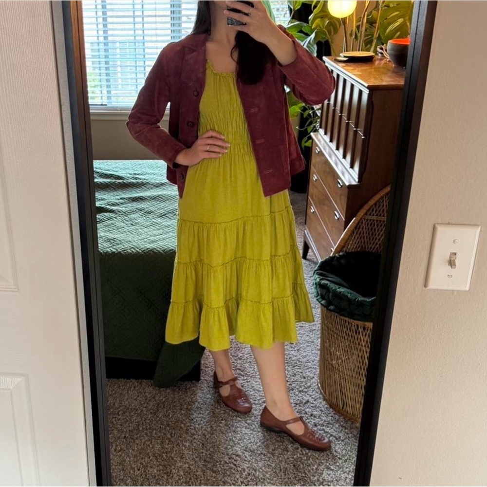 Lisa Says Gah Olive Smocked Midi Dress - Picture 3 of 7